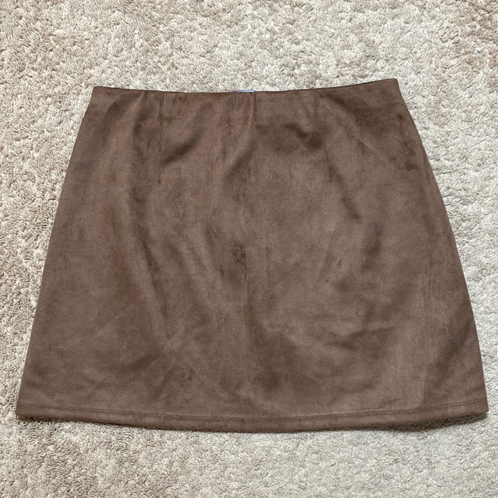 Brown Mini Skirt Elastic Waist M - Picture 2 of 6